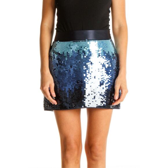 Express Womens Mini party Skirt Blue Ombre Sequins All Over Size 4 NWT - Picture 1 of 11